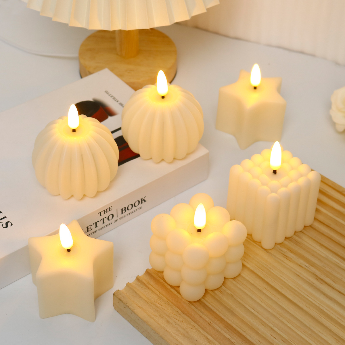 Photography Lighting - เทียน LED รูปทรงลูกบาศก์ สำหรับงานแต่งงาน, วันเกิด, ตกแต่งคริสต์มาส,