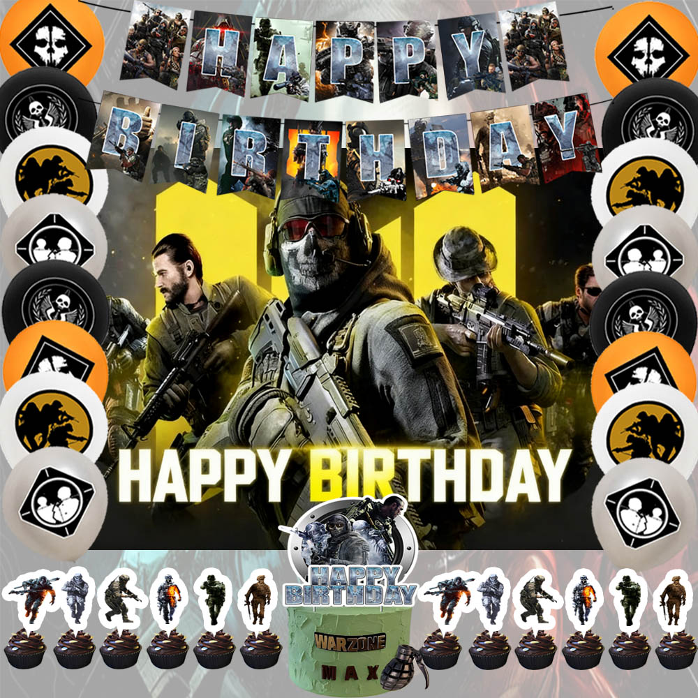 Photography Class - ของตกแต่งงานวันเกิดธีม Call of Duty พร้อมลูกโป่ง เค้กท็อปเปอร์