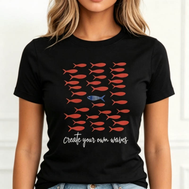 Photography Logo - เสื้อยืดคอกลมผ้าฝ้ายสำหรับผู้หญิง พิมพ์ลายตัวอักษรสร้างแรงบันดาลใจ 