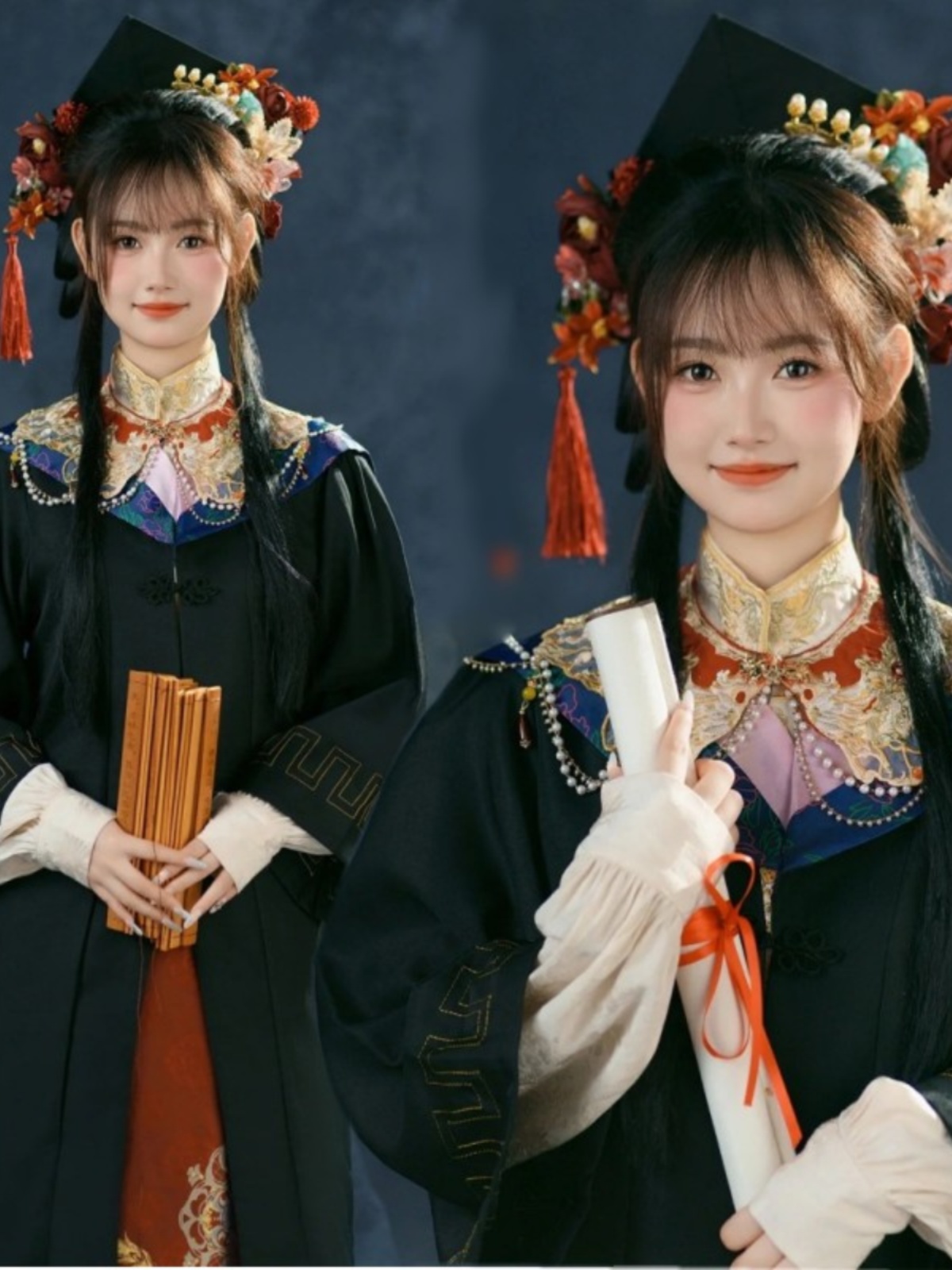Photography Graduation - ชุดถ่ายภาพสไตล์จีนใหม่ ชุดฮั่นฝูราชวงศ์หมิงสำหรับผู้หญิง ชุดรับปริญญาพร้อมกระโปรงหน้าหม่า แฟชั่นแนวชาติ