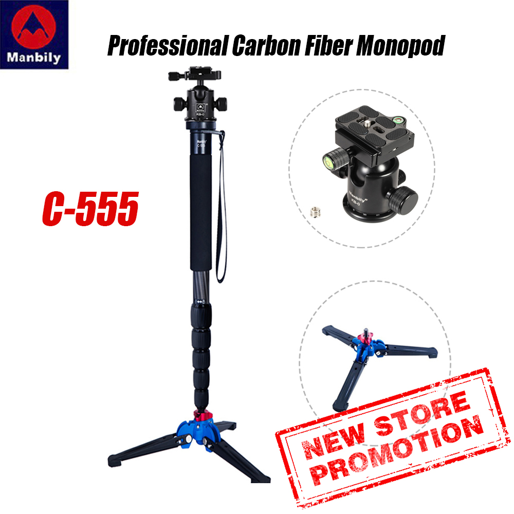 Camera Tripod Carbon - Manbily C-555 professional คาร์บอนไฟเบอร์ monopod แบบพกพาเดสก์ท็อปการถ่ายภาพวิดีโอขาตั้งกล้องขาตั้งหัวบอลสําหรับกล้องดิจิตอล