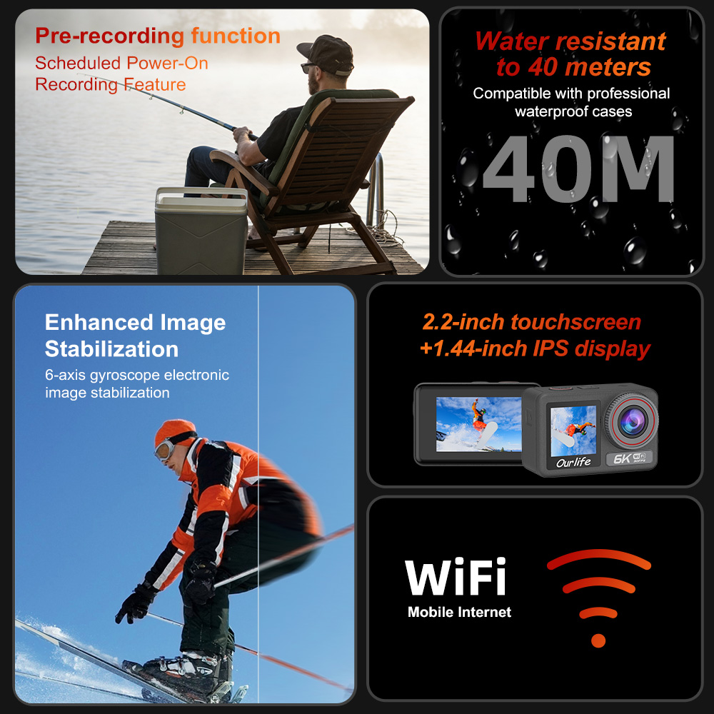 กล้องแอคชั่น Ourlife 6K30FPS ห - Photographic Memory บทวิจารณ์และราคา