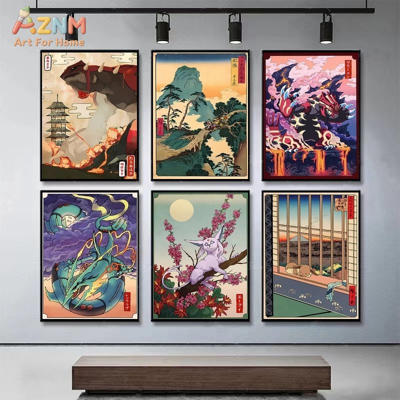 AZNM สไตล์อุคิโยะ-เอ โปเกมอน ก - Photography Anime บทวิจารณ์และราคา