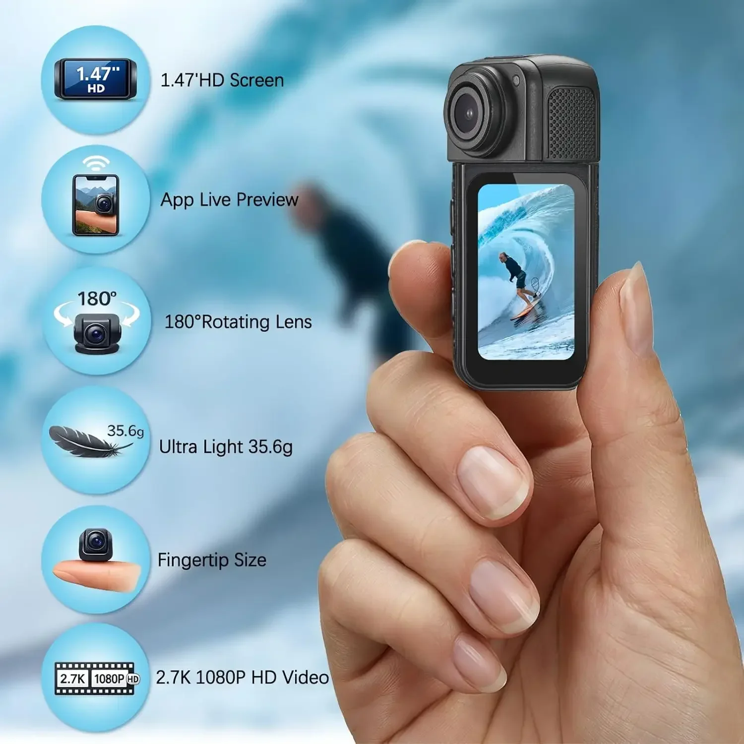 กล้องขนาดเล็ก 2.7K 1080P พร้อม - Photographic Memory บทวิจารณ์และราคา